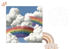 Glitter Rainbow Pillow, Sky Pillow Sublimation Product Image 2