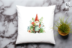 Watercolor Floral Garden Gnome Clipart Sublimation PNG Product Image 3