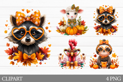 Fall Animals Clipart. Fall Animals Sublimation Product Image 1