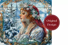 Art Christmas Tumbler Template, Winter Forest Tumbler PNG Product Image 2