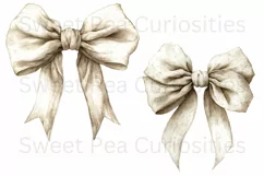 Bows, Cream, Ephemera, PNG, watercolor, Clipart Product Image 2