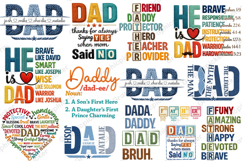 Father's Day PNG Bundle, Faux Yarn Dad PNG Bundle, Best Dad Product Image 1