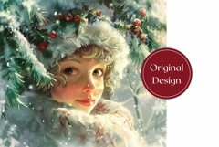Christmas Girl Tumbler Wrap, Christmas Forest Tumbler PNG Product Image 2