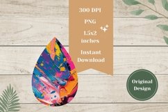 Art Paint Teardrop Earrings, Colorful Earrings Sublimation Product Image 2