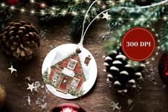 Watercolor House Ornament Design, Winter House PNG Product Image 2