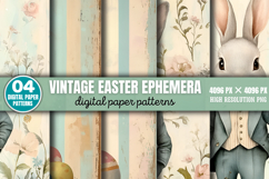 Vintage Easter Ephemera Digital Paper Background Bundle PNG Product Image 3