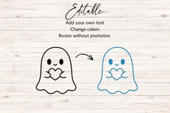 Cute Ghost Holding Heart SVG, Halloween Ghost SVG Product Image 2