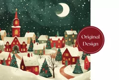 Cute Christmas Tumbler Wrap, Christmas Village Tumbler PNG Product Image 2