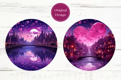 Valentine Car Coaster Sublimation Designs, City of Love PNG Product Image 2