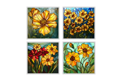 Stained Glass Coreopsis Flower Digital Paper Product Image 2
