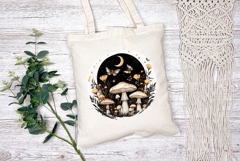 Celestial Mushrooms Illustration, Boho Night Moon PNG Product Image 2