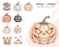 Halloween Pumpkins Clipart, 30 PNG Scary Product Image 3