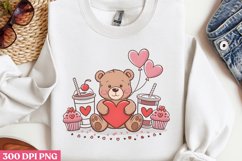 Bear with Valentine&#039;s Cup PNG, Cozy Valentine Sublimation PN Product Image 1