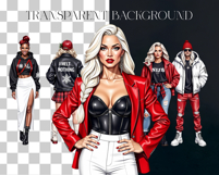 Rebel Claus Club Watercolor Clipart Set, Punk Christmas Product Image 2