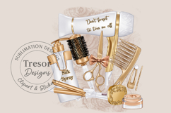 White &amp; Gold Hair Salon Sublimation PNG Beauty Tools Design Product Image 1