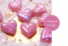 Glitter Pink Hearts Tumbler Wrap, Valentine's Day PNG Product Image 2