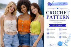 Button Front Crochet Crop Top Pattern PDF Product Image 3