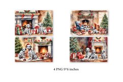 Watercolor cards with Dalmatians for Christmas. Puppies Product Image 2