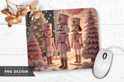 Pastel Nutcracker Trio Amid Festive Decor Mouse Pad PNG Product Image 1