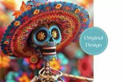 3D Sugar Skull Tumbler Wrap, 3D Skull Tumbler Sublimation Product Image 2