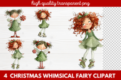 4 Christmas Whimsical Fairy Clipart | Cute Holiday Fairies Product Image 1