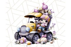 Pastel Easter Construction Clipart, Bunny Truck PNG Product Image 2