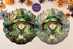 Halloween Wind Spinner Sublimation, Stained Glass Witch PNG Product Image 2
