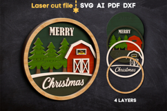 Barn Christmas Door Hanger SVG laser cut file for Glowforge Product Image 2
