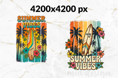 Summer Vibes PNG, Retro Surfboard Sublimation Design Product Image 2