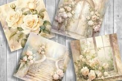 Shabby Chic Roses Scrapbooking Papers. Ivory Backgrounds Product Image 2