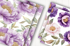 Purple Floral Digital Paper Product Image 2