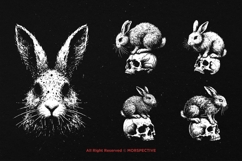 10 Bundle Dark Art Rabbit Skull Bunny Horror Gothic Tattoo Product Image 3