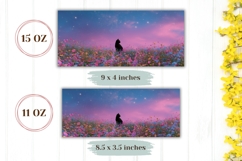 Sunset Mug Wrap, Black Cat Mug Design, Floral Mug PNG Product Image 2