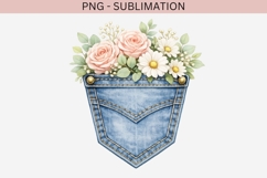 Denim pocket flowers png design for T-shirts Product Image 2
