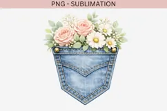 Denim pocket flowers png design for T-shirts Product Image 2
