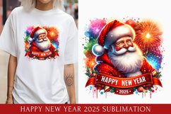 Happy New Year 2025 Sublimation, christmas santa clipart Product Image 1