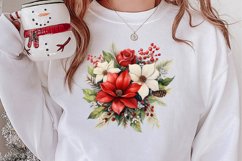 Christmas Flowers Watercolor Clipart, Christmas PNG Product Image 2