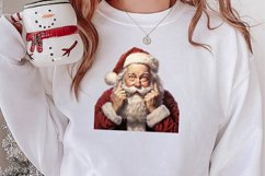 Watercolor Peeking Santa and Snowman Clipart, Christmas PNG Product Image 2