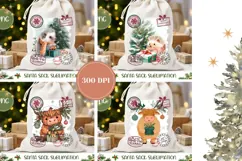 Cartoon Christmas Cow Santa Sack, Christmas Santa Sack Print Product Image 2