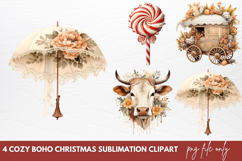 Cozy Boho Christmas Sublimation Clipart PNG Product Image 1