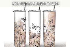 Boho Line Art Flowers 20oz Tumbler Wrap Product Image 1