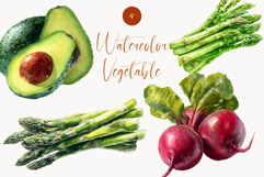 Watercolor Vegetable Clipart Set Avocado, Asparagus Beetroot Product Image 1