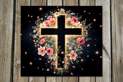 Christian cross &amp; flowers | 4 Faith Skinny tumbler designs P Product Image 2