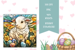 Stained Glass Easter Square Coasters, Easter Lamb PNG Product Image 2