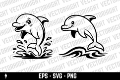 Vector drawing of a cute friendly smiling dolphin Product Image 2
