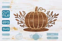 Floral Pumpkin Laser cut SVG, Autumn Pumpkin SVG Product Image 1