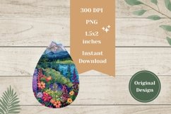 Art Flowers Teardrop Earrings, Floral Earrings Print Product Image 2