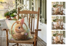 Easter Basket Pillow Design, Easter Bunny Pillowcase PNG Product Image 2