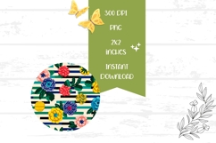 Floral Round Earrings Design, Pop Art Flowers Round Earrings Product Image 2