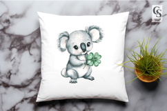 Watercolor Koala Lucky Shamrock Clipart Sublimation PNG Product Image 2